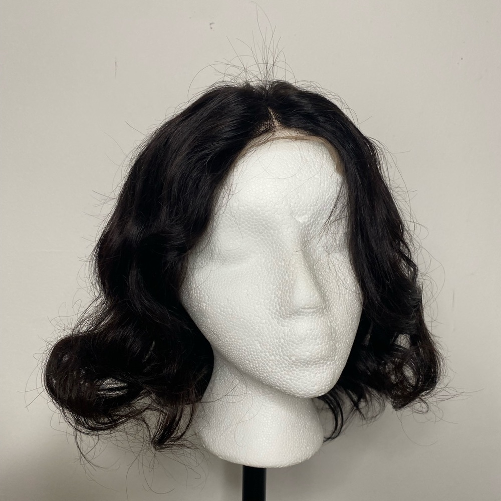Human hair wig shirt lace front 11inch